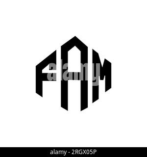 Logo FAM Letter con forma poligonale. Design con logo a forma di cubo e poligono FAM. Modello con logo vettoriale esagonale FAM bianco e nero. Monogr. FAM Illustrazione Vettoriale