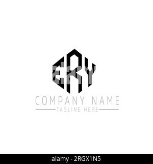 Logo a lettera ERY con forma poligonale. Design del logo a forma di cubo e poligono di ERY. Modello con logo vettoriale esagonale di colore bianco e nero. ERY monogr Illustrazione Vettoriale