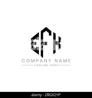 Logo EFK Letter con forma poligonale. Design con logo a forma di cubo e poligono EFK. Modello con logo vettoriale esagonale EFK in bianco e nero. EFk monogr Illustrazione Vettoriale