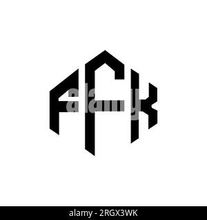 Logo FFK Letter con forma poligonale. Design con logo a forma di cubo e poligono FFK. Modello con logo vettoriale esagonale FFK in bianco e nero. FFK monogr Illustrazione Vettoriale