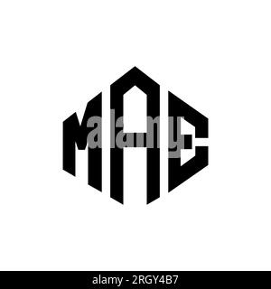 Logo MAE Letter con forma poligonale. Design con logo a forma di cubo e poligono MAE. Modello con logo vettoriale esagonale MAE in bianco e nero. MAE monogr Illustrazione Vettoriale