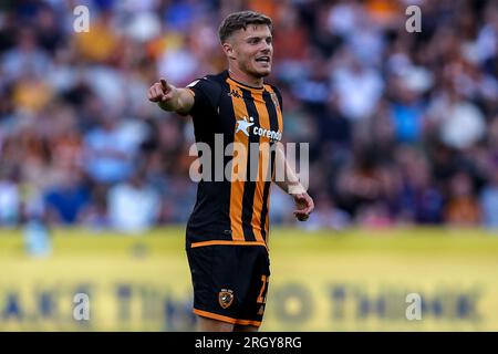 Regan Slater di Hull City durante il match per il campionato Sky Bet Hull City vs Sheffield Wednesday al MKM Stadium di Hull, Regno Unito. 12 agosto 2023. (Foto di Ryan Crockett/News Images) a Hull, Regno Unito il 7/28/2023. (Foto di Ryan Crockett/News Images/Sipa USA) credito: SIPA USA/Alamy Live News Foto Stock