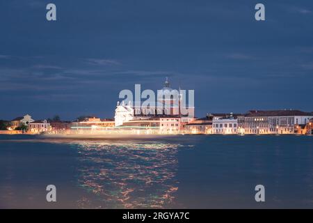 il redentore, venezia di notte, lunga esposizione Foto Stock