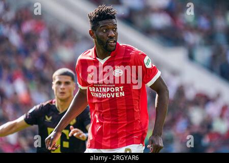 Eindhoven, Paesi Bassi. 12 agosto 2023. EINDHOVEN, PAESI BASSI - 12 AGOSTO: Ibrahim Sangare del PSV durante il match olandese Eredivisie tra PSV e FC Utrecht al Philips Stadion il 12 agosto 2023 a Eindhoven, Paesi Bassi. (Foto di Jeroen Meuwsen/Orange Pictures) credito: Orange Pics BV/Alamy Live News Foto Stock