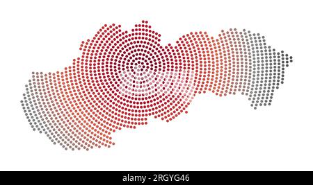 Mappa punteggiata della Slovacchia. Forma digitale della Slovacchia. Icona tecnica del paese con punti sfumati. Illustrazione vettoriale VIBRANT. Illustrazione Vettoriale