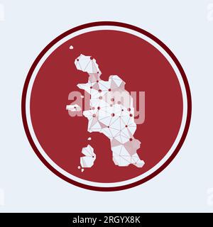 Icona di Pangkor Island. Logo tecnologico alla moda dell'isola. Design rotondo con mesh geometrica. Tecnologia, Internet, rete, concetto di telecomunicazione. Illustrazione Vettoriale