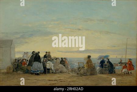 On the Beach, Sunset 1865 di Eugène Louis Boudin Foto Stock