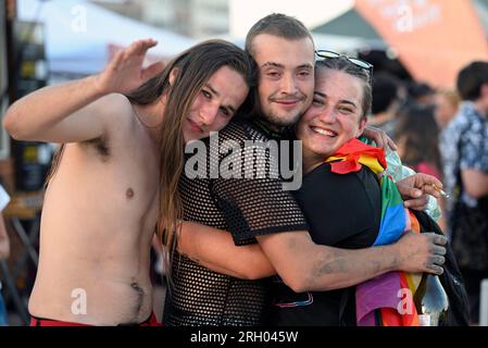 Praga, Repubblica Ceca. 12 agosto 2023. Il festival LGBT Prague Pride culminò con un concerto nella pianura di Letna a Praga, Repubblica Ceca, il 12 agosto 2023. Crediti: Katerina Sulova/CTK Photo/Alamy Live News Foto Stock