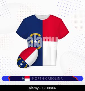 Maglia da rugby del North Carolina con pallina da rugby del North Carolina sullo sfondo sportivo astratto. Design Jersey. Illustrazione Vettoriale