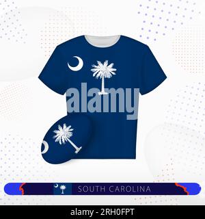 Maglia da rugby del South Carolina con pallina da rugby del South Carolina sullo sfondo sportivo astratto. Design Jersey. Illustrazione Vettoriale