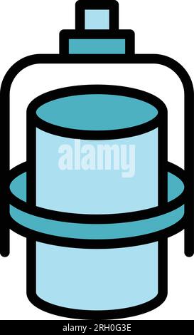 Icona di produzione delle ruote in alluminio per delineare il vettore. Auto a ruote. Colore cerchio pneumatico piatto Illustrazione Vettoriale