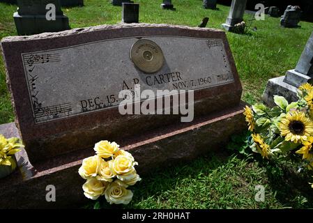 La tomba del pioniere della musica country e fondatore della storica famiglia Carter, a Maces Spring, nella zona rurale del sud-ovest della Virginia (vedi ulteriori informazioni). Foto Stock