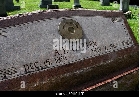 La tomba del pioniere della musica country e fondatore della storica famiglia Carter, a Maces Spring, nella zona rurale del sud-ovest della Virginia (vedi ulteriori informazioni). Foto Stock