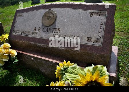 La tomba del pioniere della musica country e fondatore della storica famiglia Carter, a Maces Spring, nella zona rurale del sud-ovest della Virginia (vedi ulteriori informazioni). Foto Stock