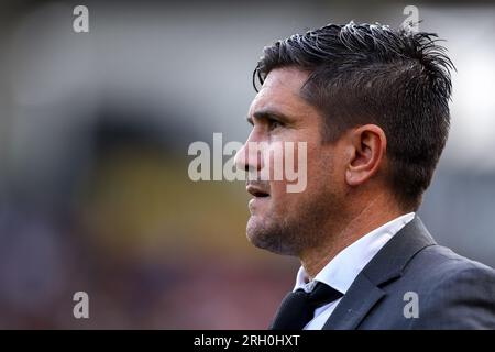 Hull, Regno Unito. 28 luglio 2023. Sheffield Wednesday manager Xisco Munoz durante la partita del campionato Sky Bet Hull City vs Sheffield Wednesday al MKM Stadium di Hull, Regno Unito, 12 agosto 2023 (foto di Ryan Crockett/News Images) a Hull, Regno Unito il 28/7/2023. (Foto di Ryan Crockett/News Images/Sipa USA) credito: SIPA USA/Alamy Live News Foto Stock