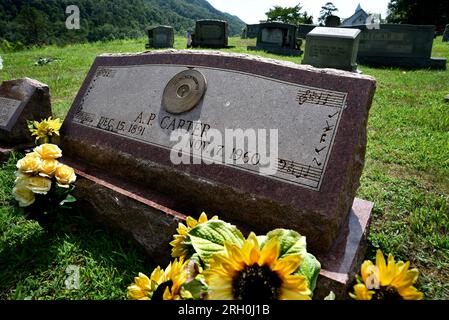 La tomba del pioniere della musica country e fondatore della storica famiglia Carter, a Maces Spring, nella zona rurale del sud-ovest della Virginia (vedi ulteriori informazioni). Foto Stock