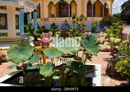 Tay Ninh, Vietnam. 21 agosto 2014. Tempio di Cao dai, sede sacra del Caodaismo a Tay Ninh in Vietnam. Foto Stock