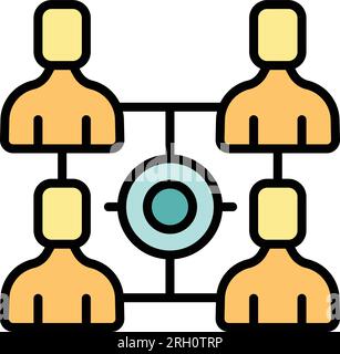 Icona flusso di lavoro team per delineare il vettore. Processo di lavoro. Attrezzatura Business color piatta Illustrazione Vettoriale