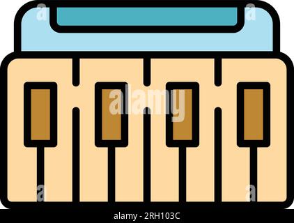 Vettore contorno icona sintetizzatore Midi. Musica da DJ. Colore dello strumento audio piatto Illustrazione Vettoriale