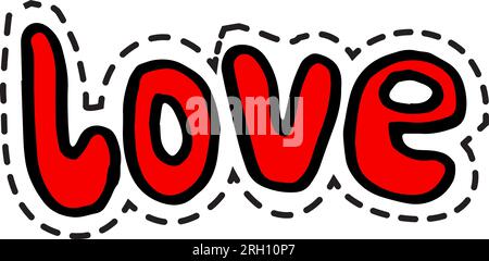 Adesivo amore con lettere, carattere moderno icona vettore Illustrazione Vettoriale