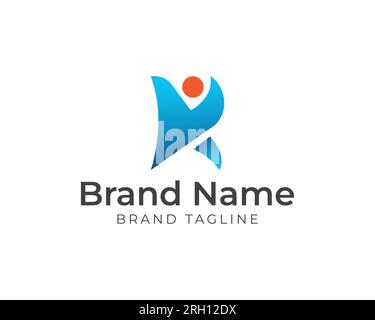 Logo Letter R fitness Health and FIT. Logo lettera R sotto forma di persona adatta. modello di logo fitness e benessere. Illustrazione Vettoriale