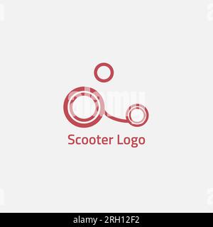 Logo rosso dello scooter composto da cerchi e linee. Illustrazione Vettoriale