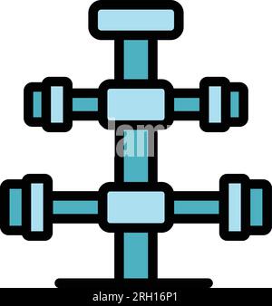 Icona rack dumbbell contorno vettore. Palestra. Allenamento fitness a colori Illustrazione Vettoriale