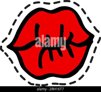 Baciare le labbra rosse, espressione di amore e sentimenti Illustrazione Vettoriale
