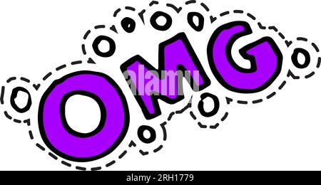 Adesivo OMG espressione di sorpresa nei social media Illustrazione Vettoriale