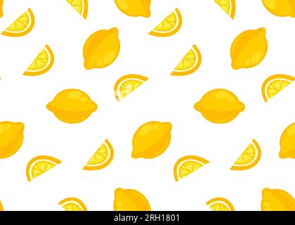 Limoni pezzi interi e tagliati, senza cuciture Illustrazione Vettoriale