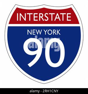 Segnale Interstate New York 90 isolato su sfondo bianco Illustrazione Vettoriale
