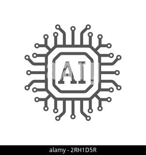 Icona vettoriale del processore AI per siti Web e dispositivi mobili. Design piatto minimalista. Icona della mini CPU ai in stile piatto. CPU ai mobile. Illustrazione della CPU del telefono Illustrazione Vettoriale