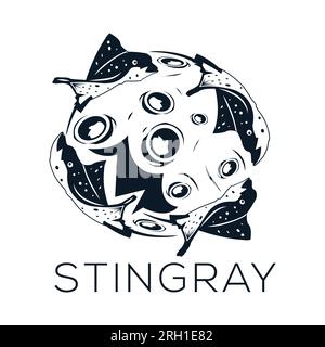 Vettore del logo Stingray Planet. Design piatto. Illustrazione Vettoriale