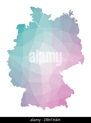 Mappa poligonale della Germania. Illustrazione geometrica del paese in colori ametista smeraldo. Mappa della Germania in basso stile poly. Illustrazione Vettoriale