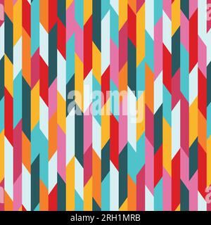 Nastri verticali con motivo vettoriale senza cuciture rosso, blu, giallo, rosa, imballaggio in tessuto, album di ritagli. Illustrazione vettoriale Illustrazione Vettoriale