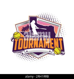 Logo Texas Softball Tournament su sfondo bianco Illustrazione Vettoriale