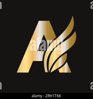 Logo Letter A Wing Design for Freight an Transportation Symbol. Modello logotipo WiNG Illustrazione Vettoriale
