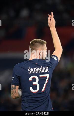 Parigi, Francia. 12 agosto 2023. Julien Mattia/le Pictorium - PSG vs FC Lorient - 12/08/2023 - Francia/Ile-de-France (regione)/Parigi - Milano Skriniar durante la partita di Ligue 1 tra PSG e FC Lorient al Parc des Princes il 12 agosto 2023. Crediti: LE PICTORIUM/Alamy Live News Foto Stock