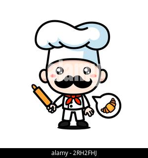 Carino chef Cartoon Character Premium Vector Illustrazione Vettoriale