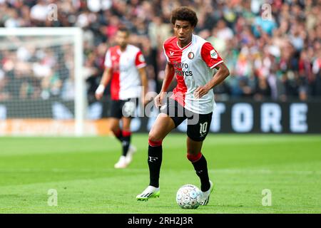 Rotterdam, Paesi Bassi. 13 agosto 2023. ROTTERDAM, PAESI BASSI - 13 AGOSTO: Calvin Stengs di Feyenoord in azione durante la partita olandese Eredivisie tra Feyenoord e fortuna Sittard allo Stadion Feyenoord il 13 agosto 2023 a Rotterdam, Paesi Bassi. (Foto di Hans van der Valk/Orange Pictures) credito: Orange Pics BV/Alamy Live News Foto Stock