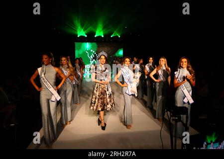 Valencia, Carabobo, Venezuela. 12 agosto 2023. 12 agosto 2023. Presentazione stampa del concorso di bellezza Sig.ra Universo Veneuela. Realizzato nelle strutture dell'hotel Hesperia a Valencia. Foto: Juan Carlos Hernandez (Credit Image: © Juan Carlos Hernandez/ZUMA Press Wire) SOLO USO EDITORIALE! Non per USO commerciale! Foto Stock