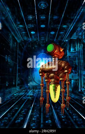 robot o creatura all'interno di un'astronave aliena Foto Stock