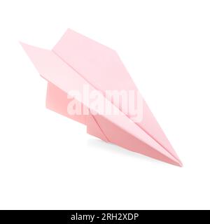 Piano di carta rosa su sfondo bianco Foto Stock