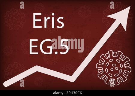 Omicron sotto-variante EG.5 (XBB.1,9.2,5) nota anche come Eris. La freccia mostra un aumento drammatico della malattia. Foto Stock