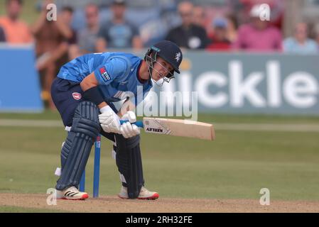 Beckenham, Kent, Regno Unito. 13 agosto 2023. Mentre Kent affronta il Middlesex nella Metro Bank One Day Cup a Beckenham. Credito: David Rowe/Alamy Live News Foto Stock