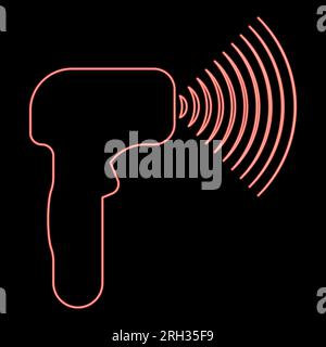 Emettitore neon di onde pistola elettronica termometro manuale fronte dispositivo a infrarossi per la misurazione della temperatura senza contatto colore rosso digitale senza contatto Illustrazione Vettoriale