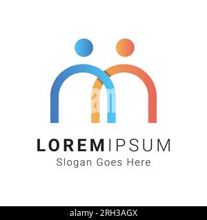 Lettera iniziale moderna M con logotipo icona persona persone umane Abstract M con Meetup persona Illustrazione Vettoriale
