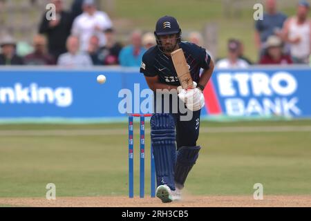 Beckenham, Kent, Regno Unito. 13 agosto 2023. Ishaan KaushalBatting interpreta Kent affronta il Middlesex nella Metro Bank One Day Cup a Beckenham. Credito: David Rowe/Alamy Live News Foto Stock