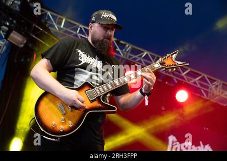 Casket Feeder, si esibisce dal vivo al Bloodstock Open Air Festival 2023, Catton Park, Derbyshire, Regno Unito. Foto: John Lambeth/Alamy Foto Stock