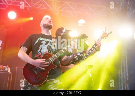 Casket Feeder, si esibisce dal vivo al Bloodstock Open Air Festival 2023, Catton Park, Derbyshire, Regno Unito. Foto: John Lambeth/Alamy Foto Stock